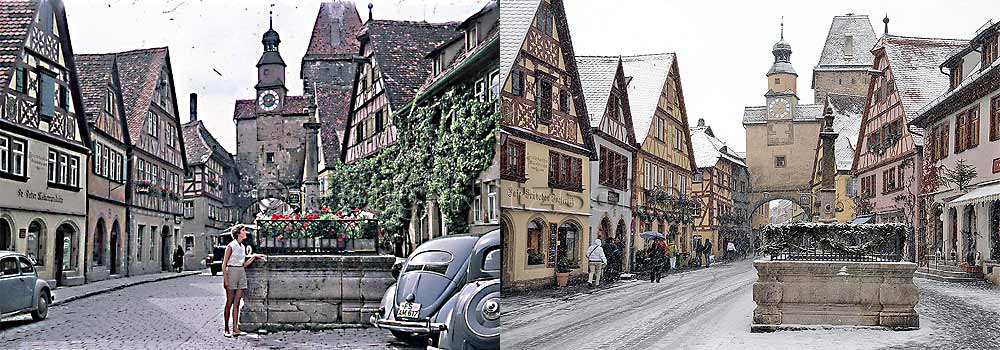 Rothenburg ob der Tauber - Fountain in Rödergasse - then and now - Jörg Nitzsche Hamburg Germany